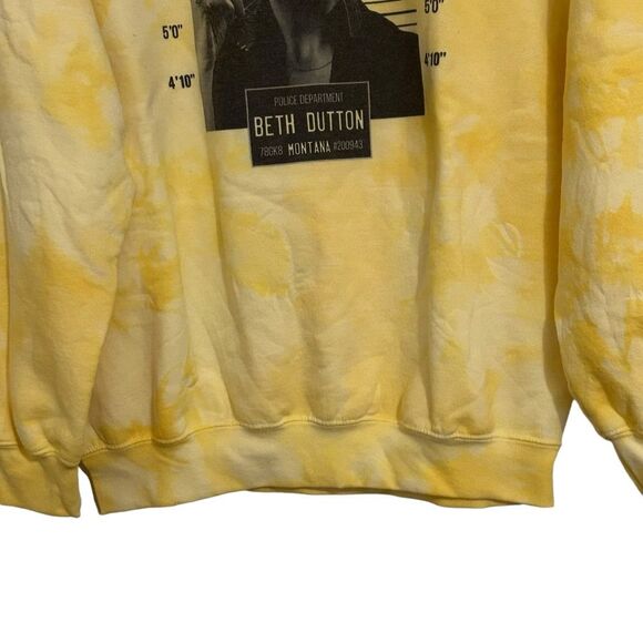 NWT Yellow Tie-Dye Beth Dutton Mugshot Graphic Crewneck Sweatshirt M - Picture 3 of 6